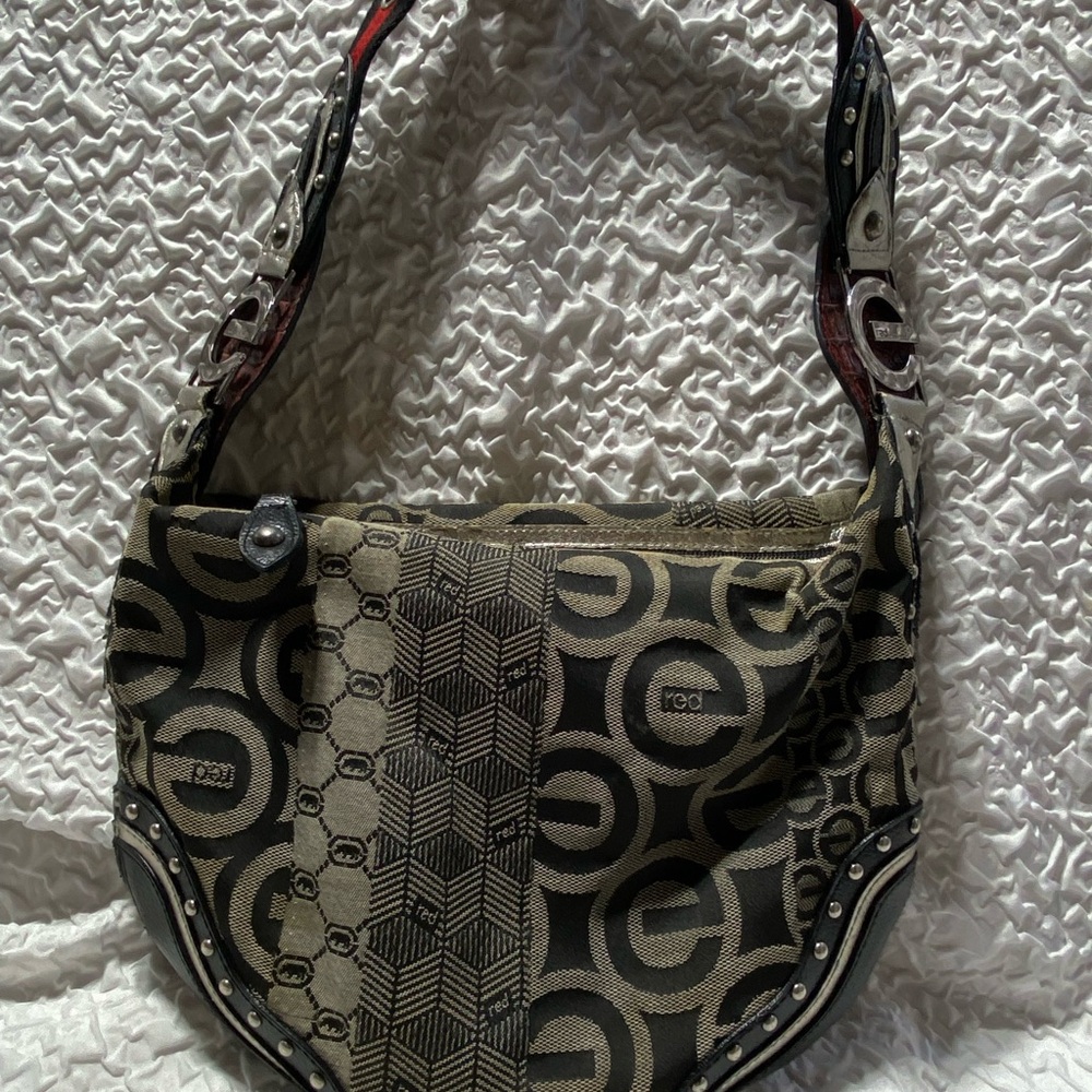 Vintage Marc Ecko RED Black and Cream Textured Purse with Logo - Picture 3 of 11